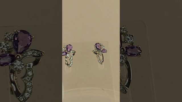 серебряные серьги с аметистами и фианитами на Ozon CATALONY смотреть онлайн