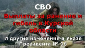СВО. Выплаты за ранение и гибель в Курской области и другие изменения в Указе Президента № 98