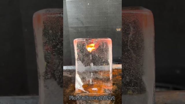 Molten Bronze Vs Ice 🧊 #Satisfying #Experiment #MoltenBronze #Science #RedHot #Ice