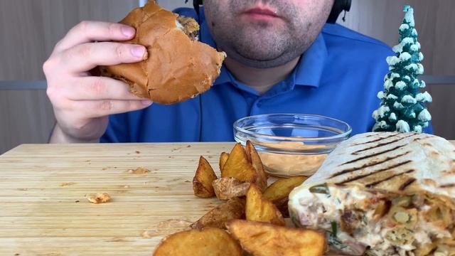 ASMR SHAWARMA KEBAB, SANDWICH WITH BEEF & FRIES POTATOES MUKBANG 먹방 EATING SOUNDS смотреть онлайн