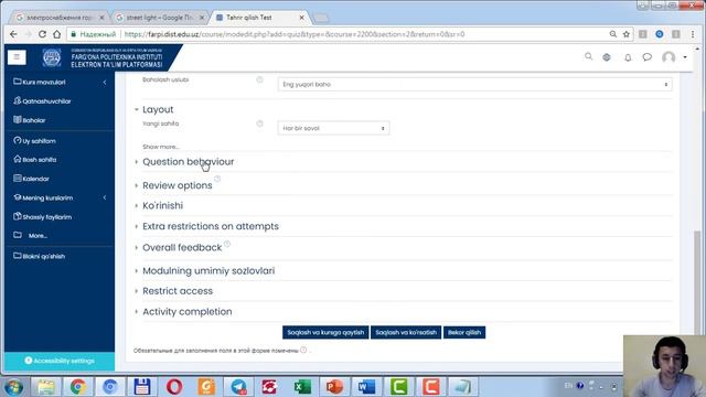 Moodle Tizimida Kontentga Test Joylash, Insert Test Into Content In The Moodle System, Вставить тес