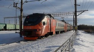 Электропоезд ЭП3Д-0088. Покатушки от Белоярска до Велижановки+отправление.