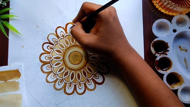 MANDALA with Coffee Powder | Easy & Simple for Beginners | POKETO OF ART | Vaishuketri | смотреть онлайн