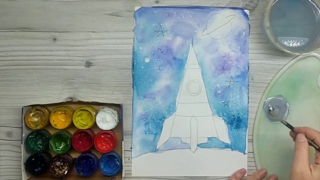 Как нарисовать РАКЕТУ, космос, планеты и звёзды. Урок для самых маленьких. Рисуем вместе с Колей. смотреть онлайн