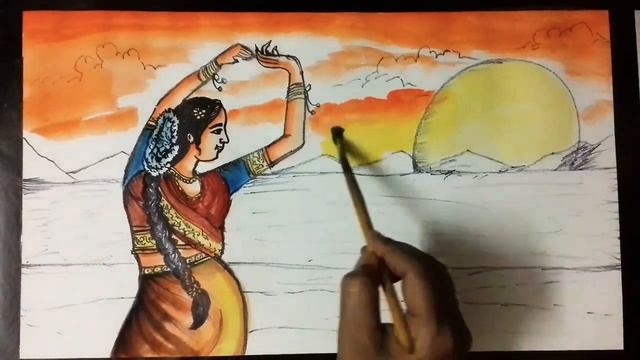 How to draw dancing woman | watercolour | Dancing woman смотреть онлайн