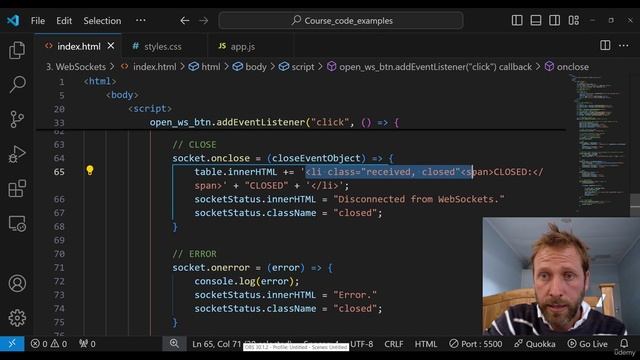 344. Project using the close() method to close the WebSocket connection смотреть онлайн