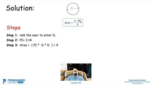Problem #19 - Circle Area Through Diameter смотреть онлайн