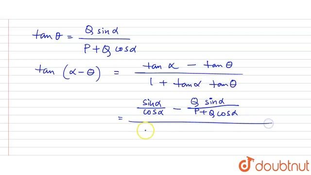 `If tan theta = (Q sin alpha)/(P + Q cos alpha), "prove that", tan | Class 12 Maths | Doubtnut смотреть онлайн