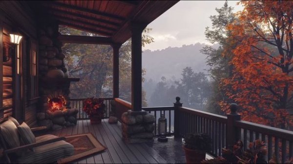Cozy Rain Ambience in Cozy Wooden House in the forest with Rain falling on window and Crackling Fir
