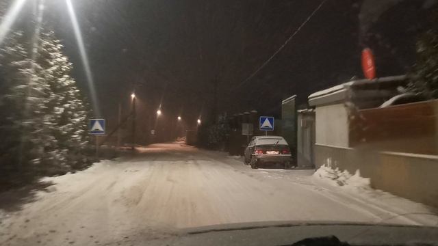 Снежная ночная дорога под хорошую музыку смотреть онлайн