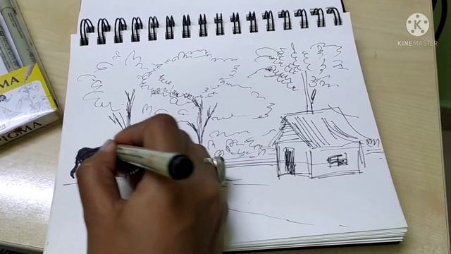 Pen sketching | Black Micron Pen| #beginners смотреть онлайн