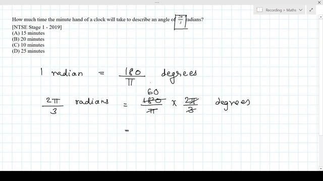 How much time the minute hand of a clock will take to describe an angle of 2π/3 radians? смотреть онлайн