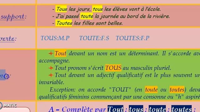 Orthographe : Tout-toute-tous-toutes.5AEP смотреть онлайн