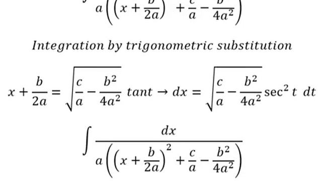 Calculus Help: Integral ∫ dx/(ax^2+bx+c) - Integration by trigonometric substitution смотреть онлайн