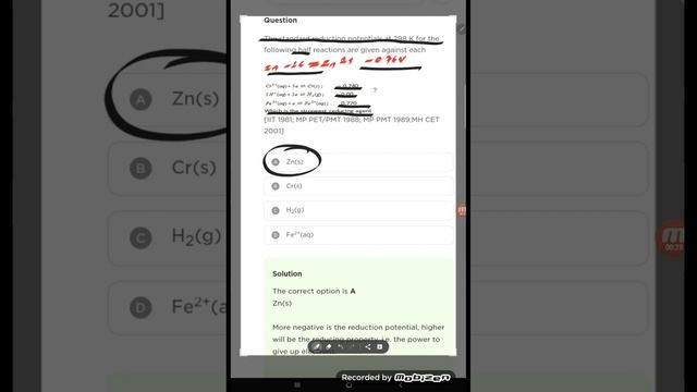 The standard reduction potentials at 298 K for the following half reactions are given against each смотреть онлайн