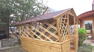 летняя беседка из дерева своими руками  2 часть
