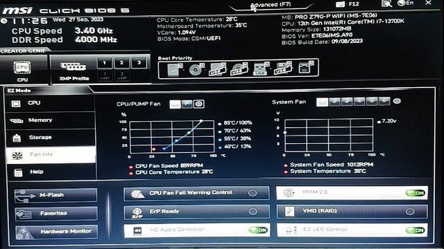 MSI PRO Z790-P WIFI BIOS Update And Edit Fan Profile смотреть онлайн