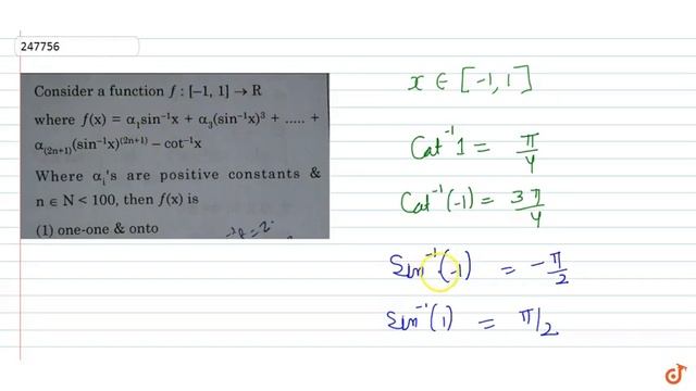 Consider a function `f : [-1, 1] - gt R` where m `f(x) = alpha_1 sin^-1 x + alpha_3 (sin^-1 смотреть онлайн