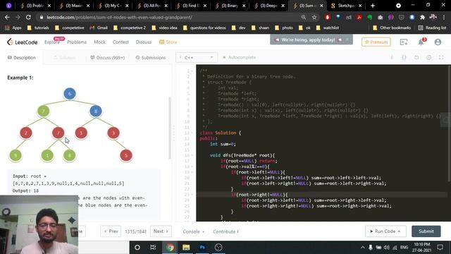 1315. Sum of Nodes with Even-Valued Grandparent | BINARY TREE | LEETCODE MEDIUM | CODE EXPLAINER смотреть онлайн