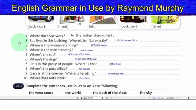 124 English Grammar By Raymond Murphy Unit 124 - In, At, On, Position Two.