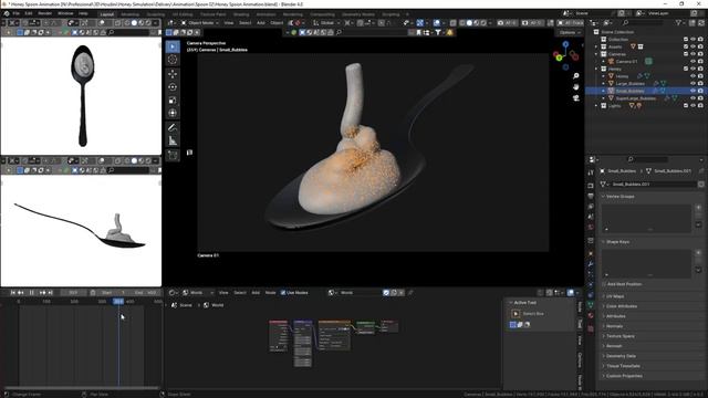 Honey Spoon Simulation Animation Mesh Sequence ABC Blender Project смотреть онлайн