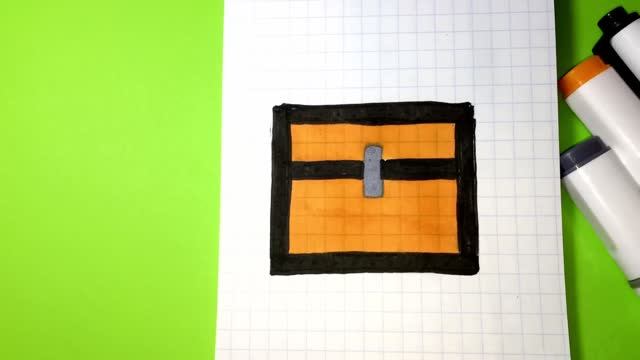 Как Рисовать Сундук из Майнкрафт - Рисунки по Клеточкам Pixel Art How to Draw a Chest from Minecraft смотреть онлайн