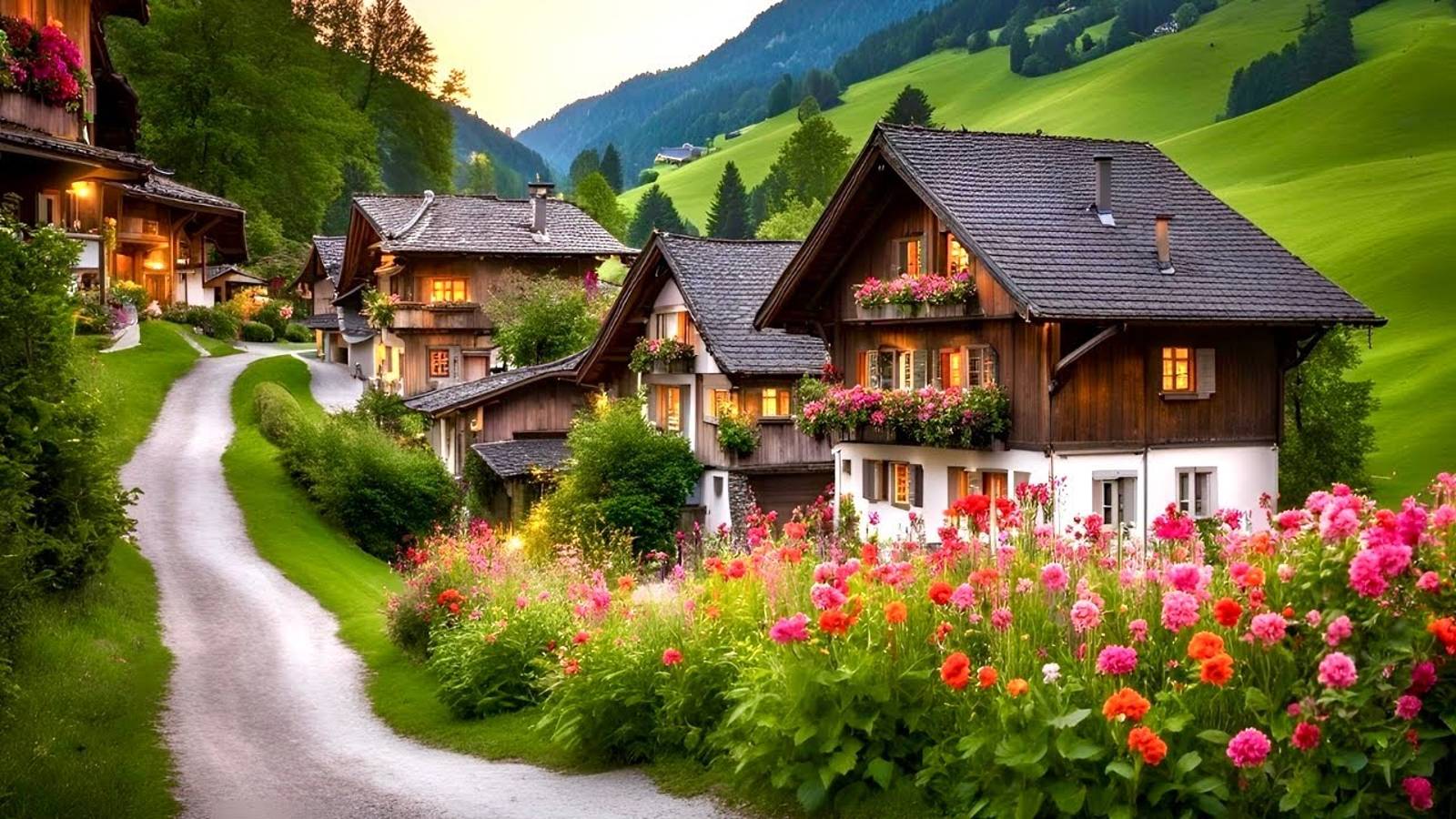 Сельская местность Швейцарии - расслабляющая прогулка под дождем | #шариклайф смотреть онлайн