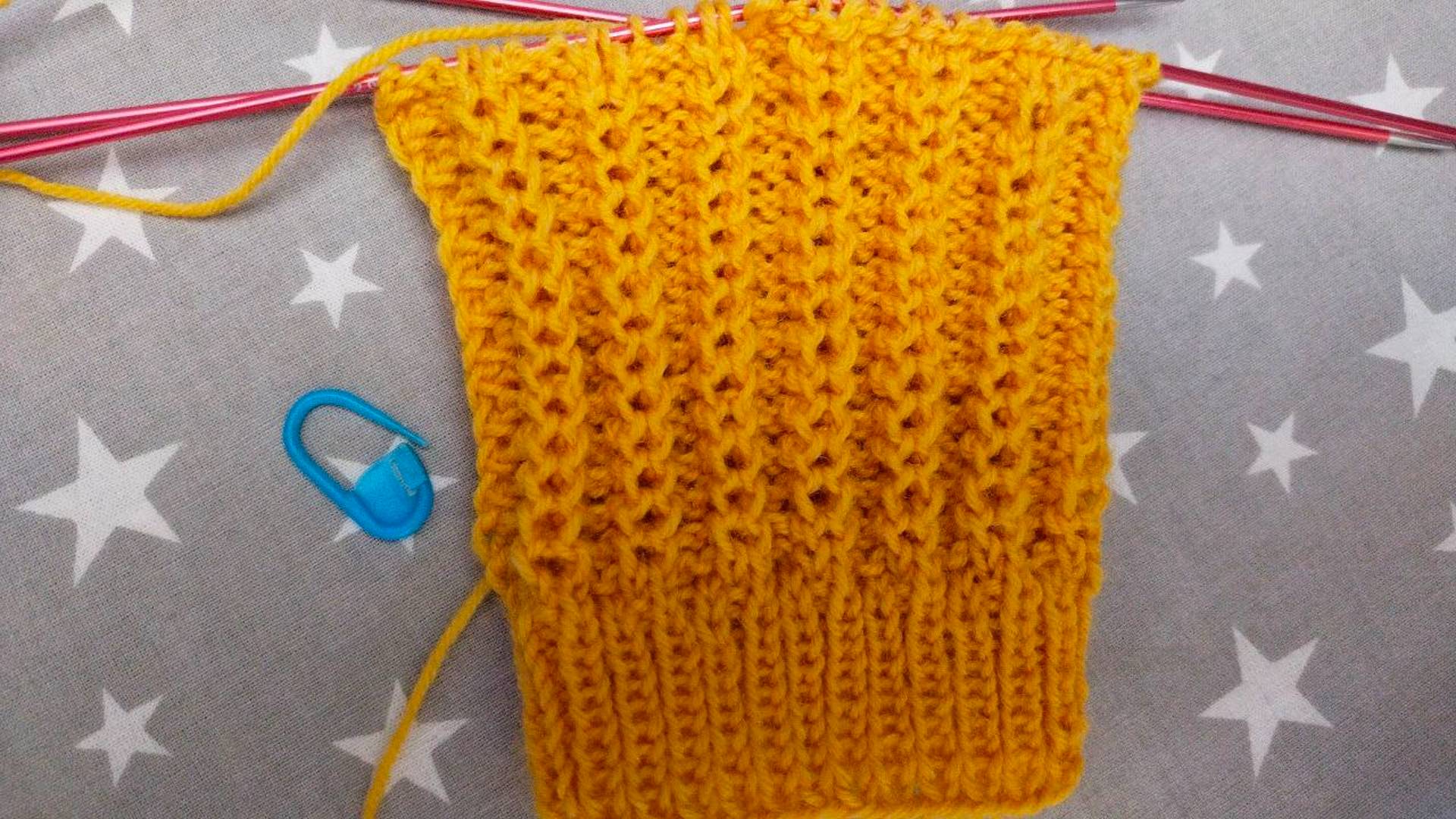 💥Забавный узор из двух рядов для кругового вязания. Узоры спицами схема. Узоры для носков. смотреть онлайн