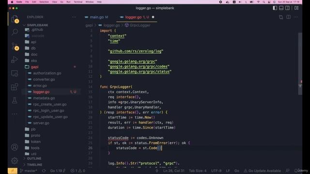 016 Запись структурированных журналов для API GRPC