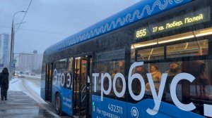 Электробус КАМАЗ-6282[2024г.в.] с маршрутом 855 ”9-й мкр. Кожухова - 17-й кв. Люберецких Полей”