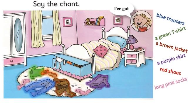 Kids Box 1, Unit 8.2 My clothes. Say the chant. Ive got blue trousers смотреть онлайн