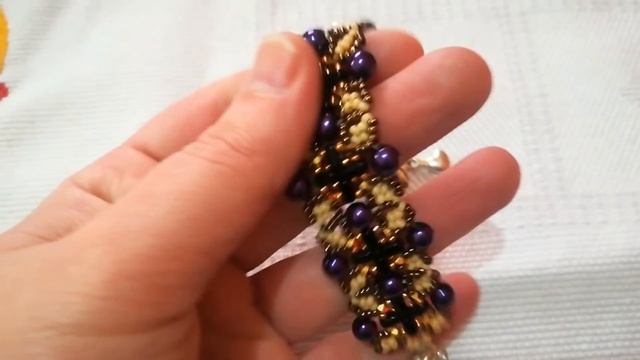 Peniche bracelet with pearls, bicones and ios - PDF Beading Pattern смотреть онлайн