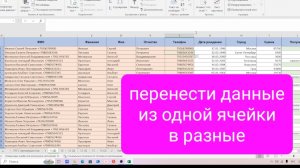Как данные из одной ячейки разбить на несколько ячеек в таблице Эксель
