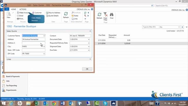 Microsoft Dynamics NAV 2015 Create Sales Invoice from Sales Quote смотреть онлайн