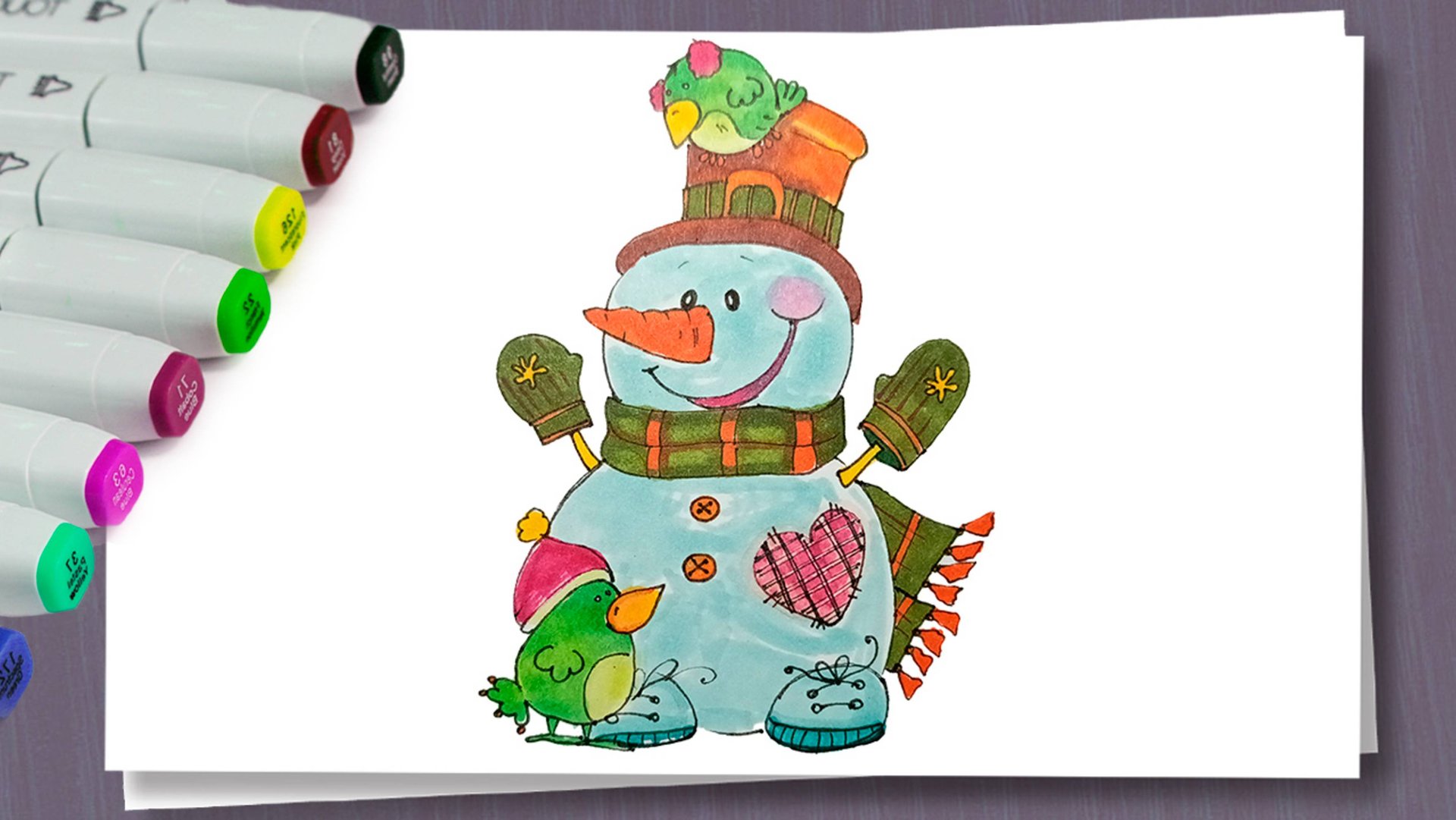 Как нарисовать Снеговика / Рисунок на Новый год / How to draw a Snowman смотреть онлайн