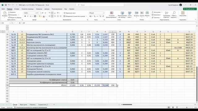 Таблица Exel для создания однолинейных схем в AutoCAD. смотреть онлайн