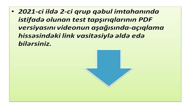 2-ci Qrup Qəbul Imtahanı Sualları 2021