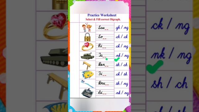 #DigraphsExercise| phonic sound practice work sheet |U.k.g practictice worksheet for #blendsndigrap смотреть онлайн