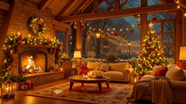 Enchanting Christmas Ambience 🎄 Warm Fireplace, Glowing Lights, and Snowy Wint смотреть онлайн