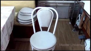 Как перетянуть спинку стула и поставить сидушку на металлический стул, своими руками. Часть 2.