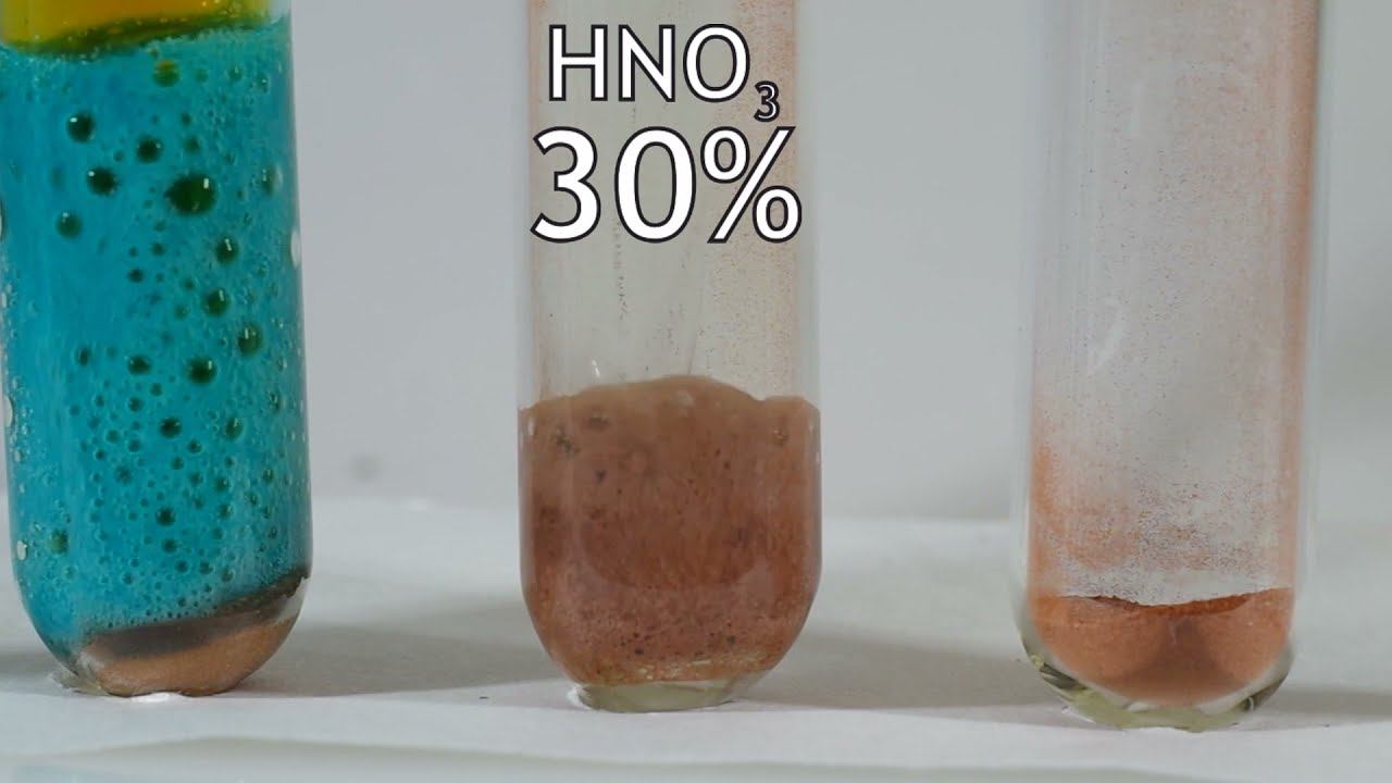 Реакции 16ти металлов с азотной кислотой разной концентрации Reactions of 16 metals with nitric acid смотреть онлайн