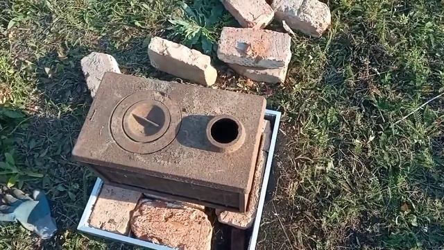 Сборка печки-буржуйки. Обклад кирпичами. смотреть онлайн
