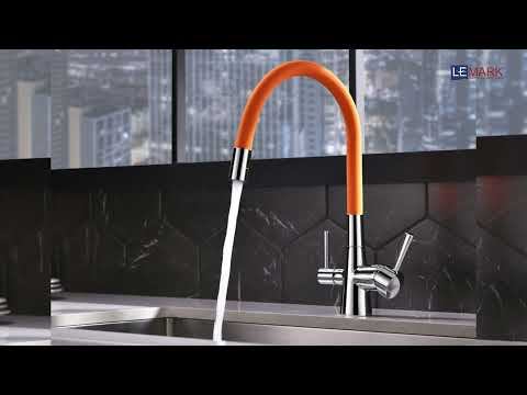 Смеситель для кухни с гибким изливом с подключением к фильтру LEMARK COMFORT LM3075C-Orange смотреть онлайн