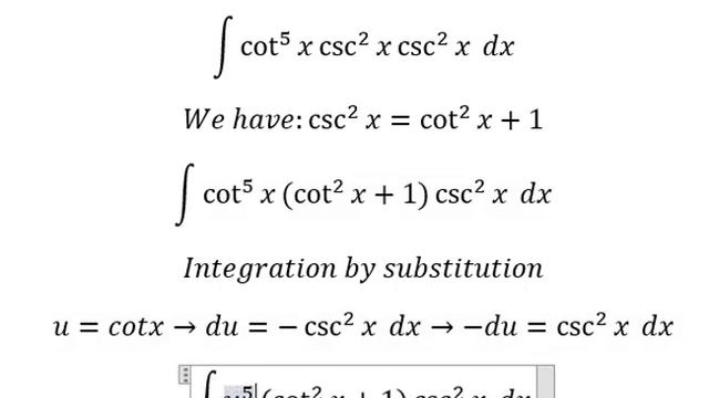 Calculus Help: Integral ∫ cot^5 x csc^4 x dx - Integration by substitution - Techniques смотреть онлайн