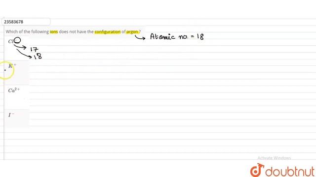 Which Of The Following Ions Does Not Have The Configuration Of Argon ?  | 11 | CLASSIFICATION OF...