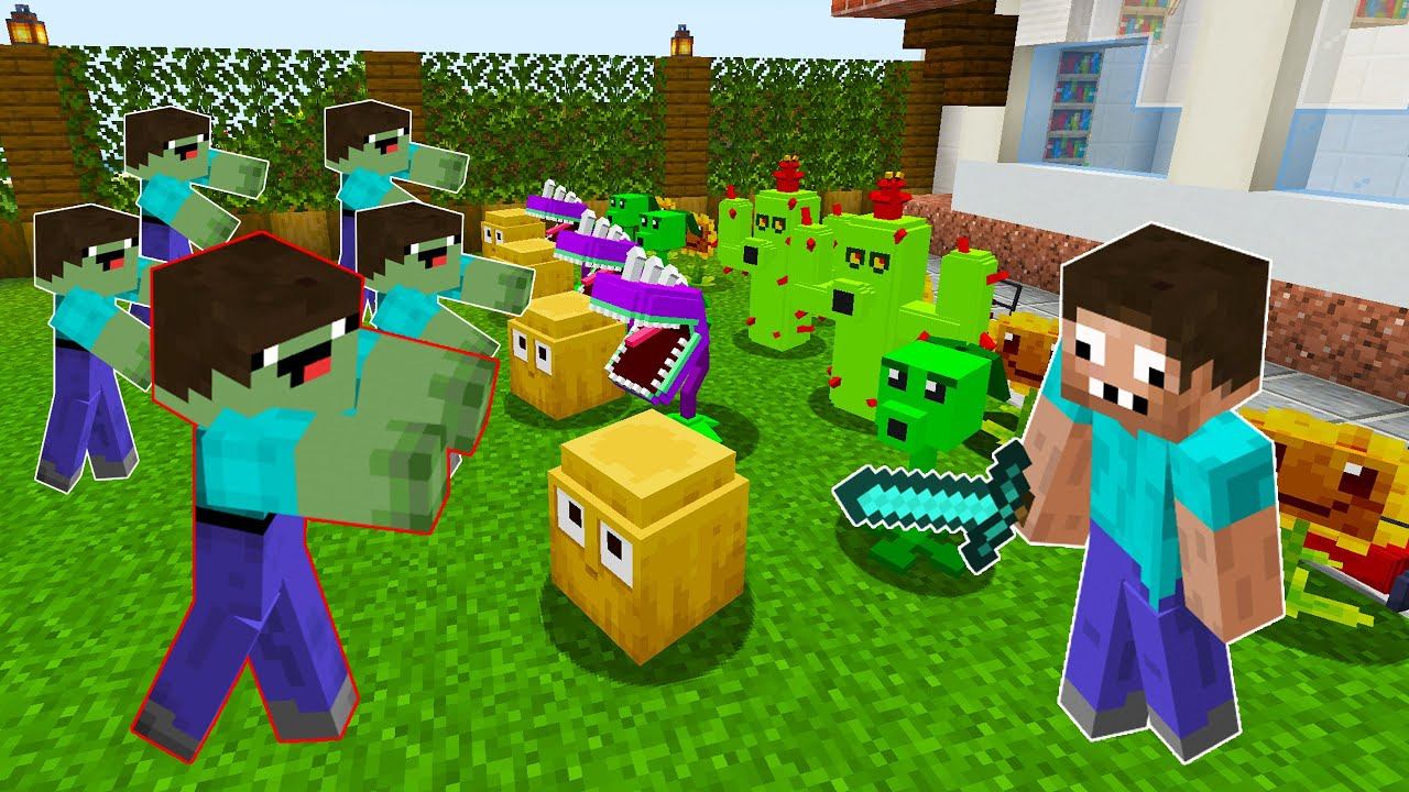 АРМИЯ ЗОМБИ НУБА ПРОТИВ РАСТЕНИЯ ПРО В МАЙНКРАФТ ! РАСТЕНИЯ ПРОТИВ ЗОМБИ И 100% ТРОЛЛИНГ ЛОВУШКА смотреть онлайн