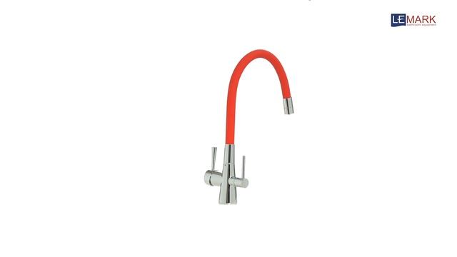 Смеситель для кухни с гибким изливом с подключением к фильтру LEMARK COMFORT LM3075C-Red смотреть онлайн