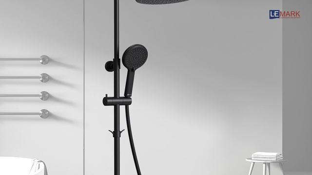 Термост. смеситель для ванны/душа с рег. штангой и верх. д/л «Тропич. дождь» LEMARK TROPIC LM7012BL смотреть онлайн