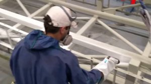 Окраска крана электростатическим методом высокого давления с круглым соплом