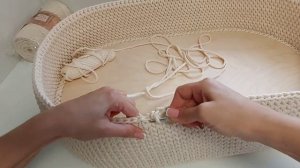 Люлька для новорождённых, вязание крючком, галочки в раскол. #handmade #люлькадляноворожденных